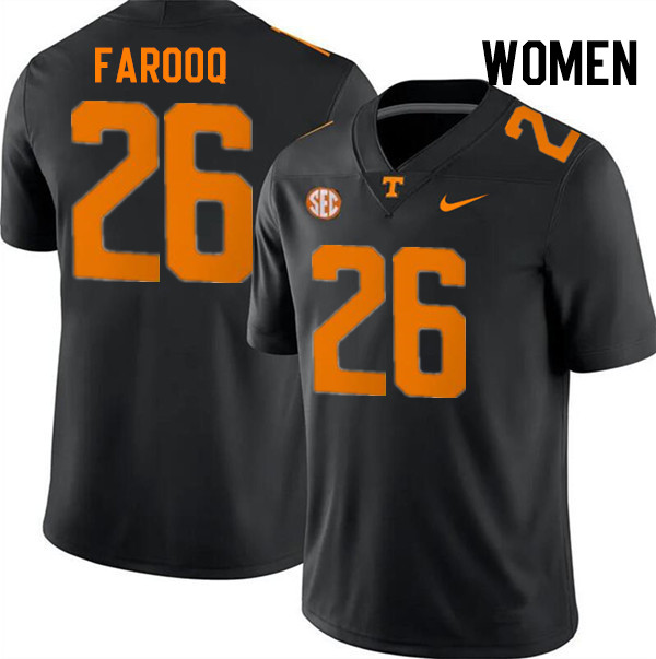 Women #26 Edrees Farooq Tennessee Volunteers College Football Jerseys Stitched-Black